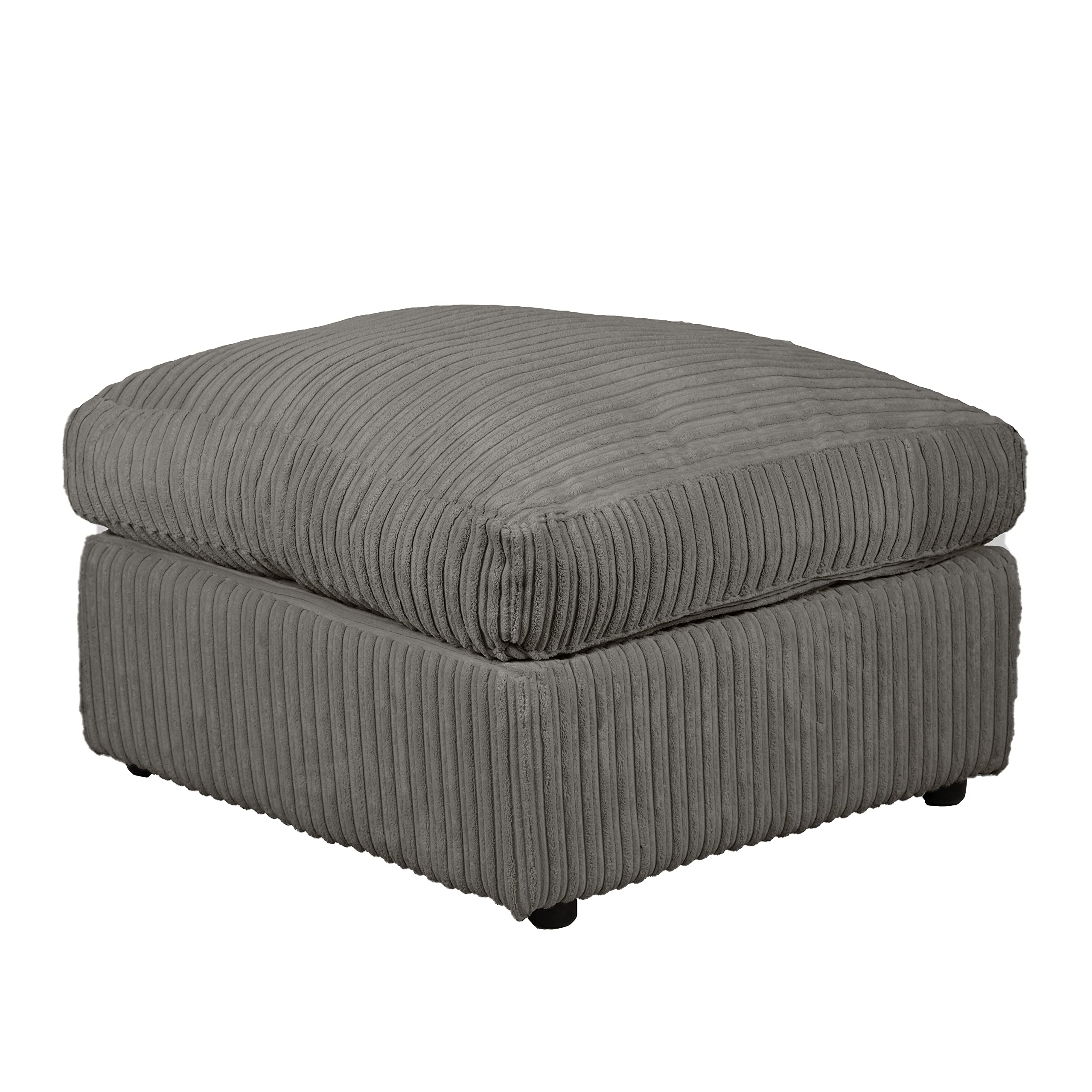 Dylan Jumbo Cord Fabric Footstool in Grey
