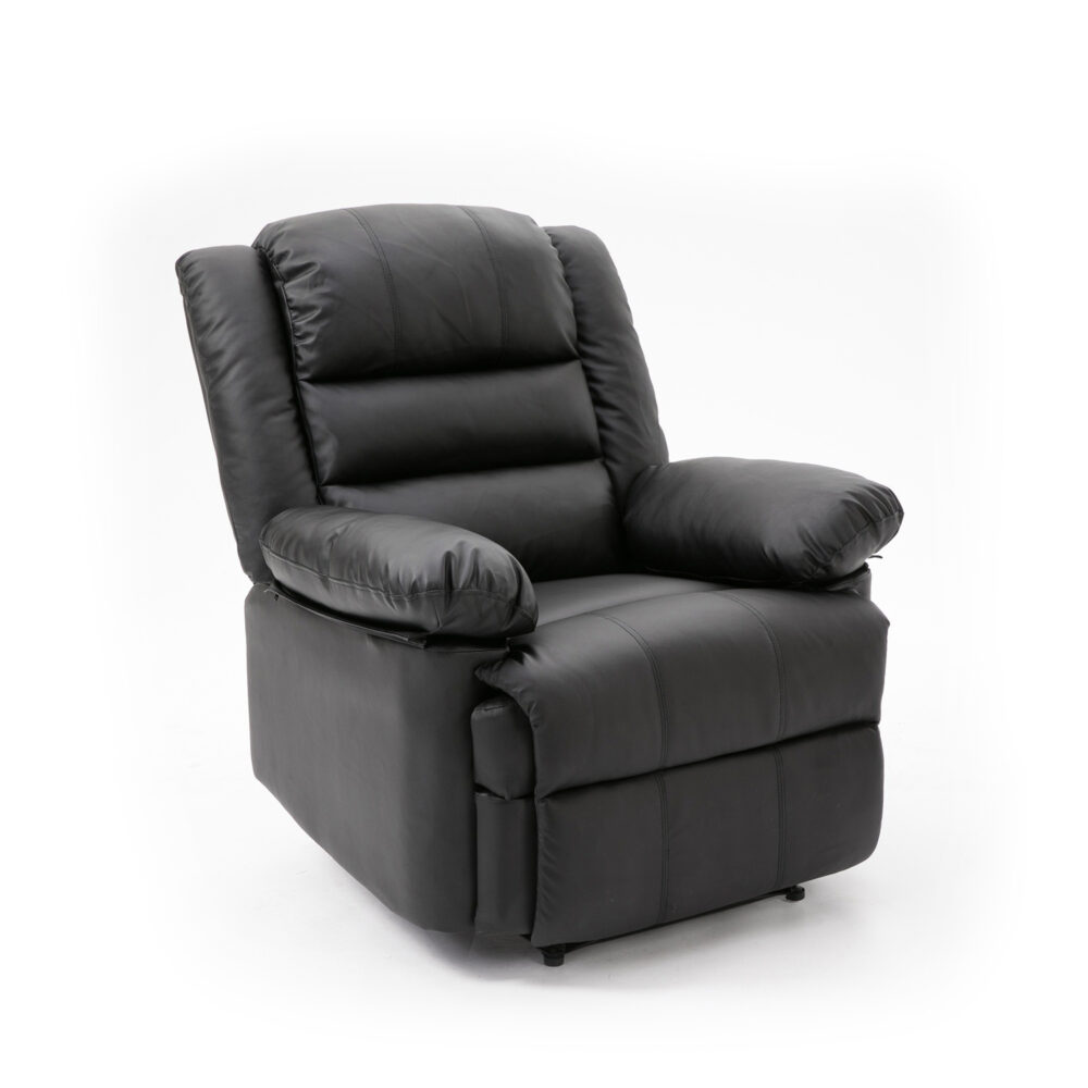 Lisbon Home Lounge Leather Manual Recliner Armchair in Black